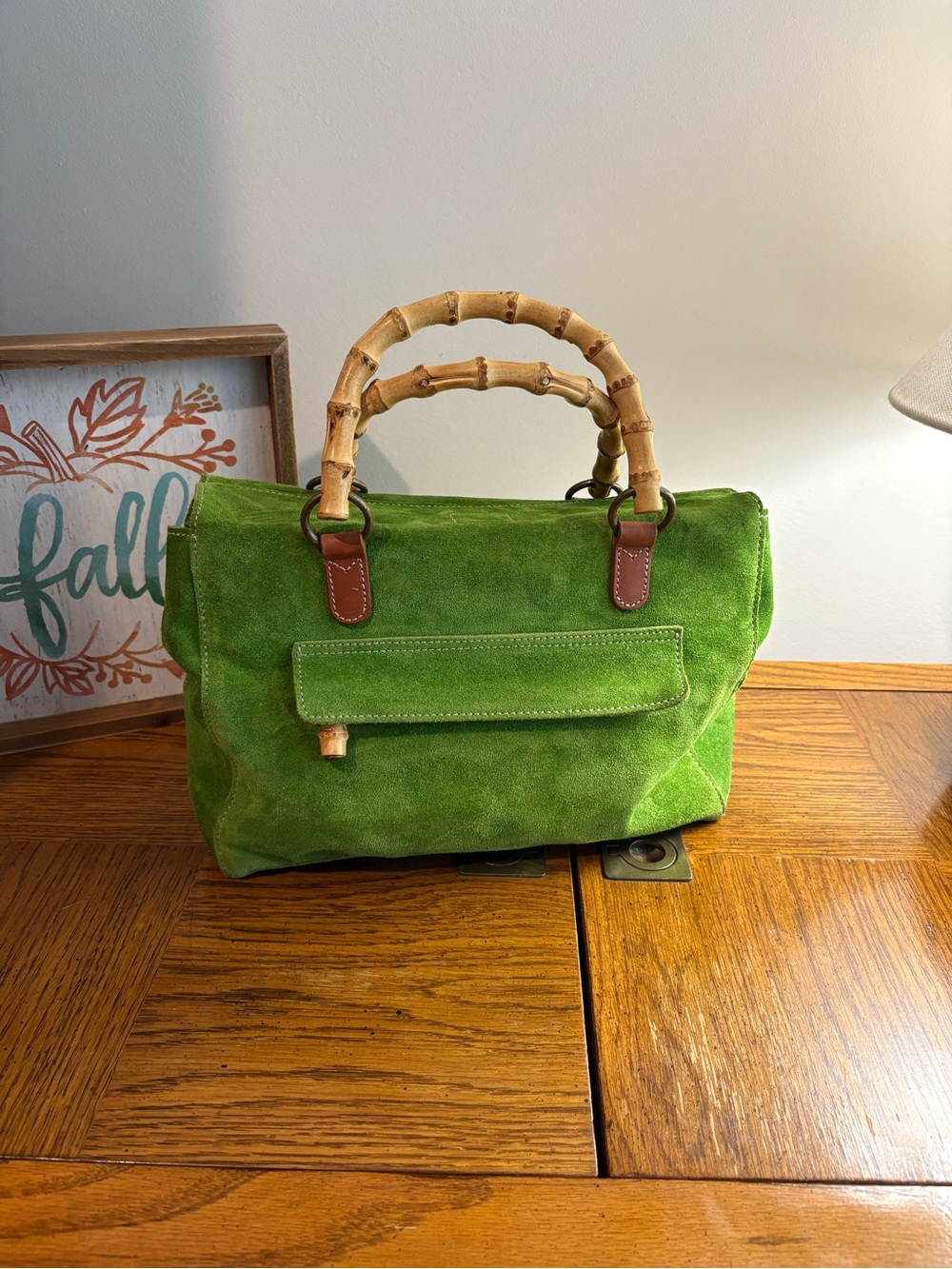 J. Crew Vintage Green Suede Satchel